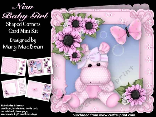 New Baby Girl - Shaped Corners Card Mini Kit