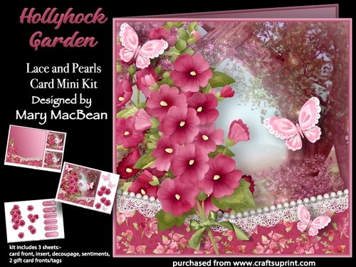 Hollyhock Garden - Lace and Pearls Card Mini Kit