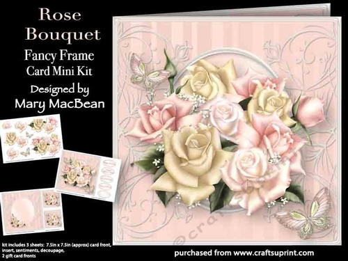 Rose Bouquet - Fancy Frame Card Mini Kit