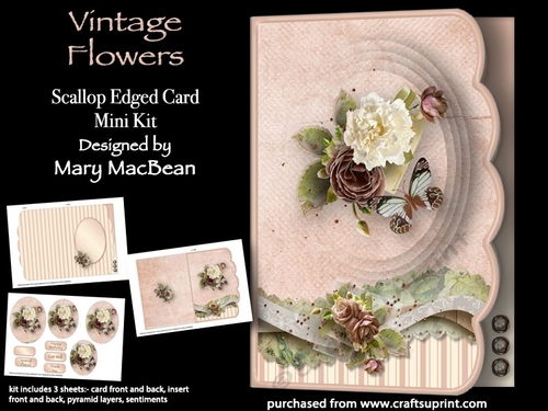Vintage Flowers - Scallop Edged Card Mini Kit