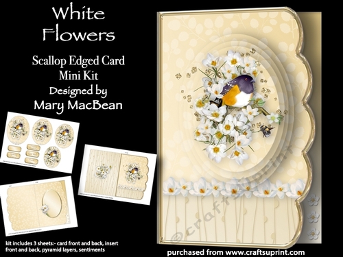 White Flowers - Scallop Edged Card Mini Kit