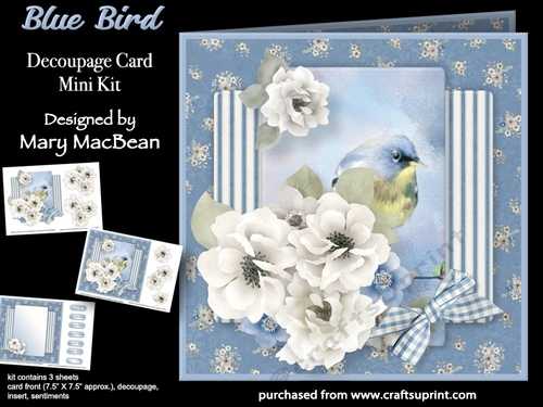 Blue Bird - Decoupage Card Mini Kit