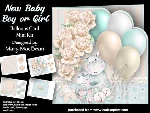 New Baby Boy or Girl - Balloons Card Mini Kit