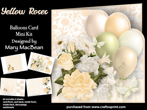 Yellow Roses - Balloons Card Mini Kit