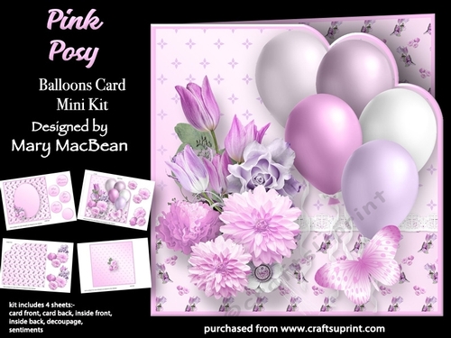 Pink Posy - Balloons Card Mini Kit