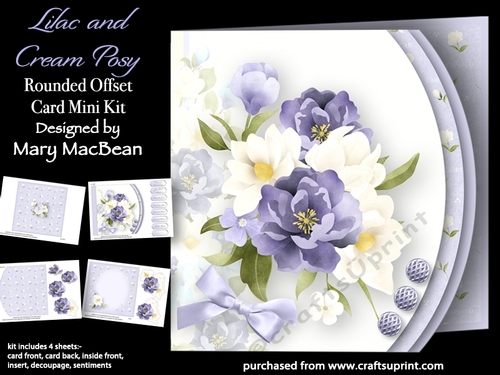 Lilac and Cream Posy - Rounded Offset Card Mini Kit