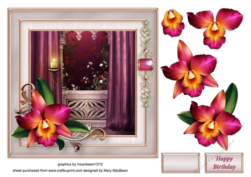 Beautiful Orchid Decoupage Card Front