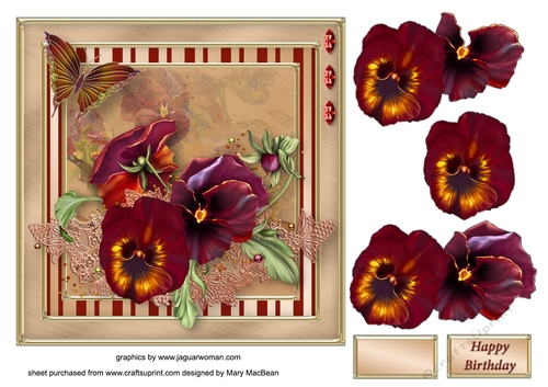 Pretty Pansies Decoupage Card Front