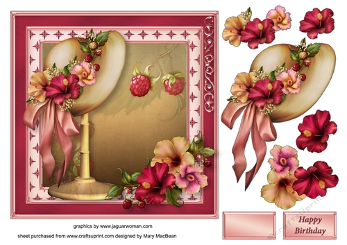 Summer Hat Decoupage Card Front