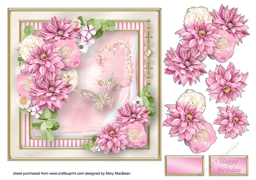 Pink and Pretty Decoupage Card Front