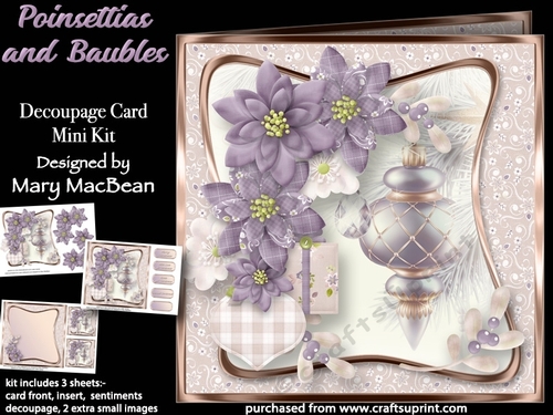 Poinsettias and Baubles - Decoupage Card Mini Kit