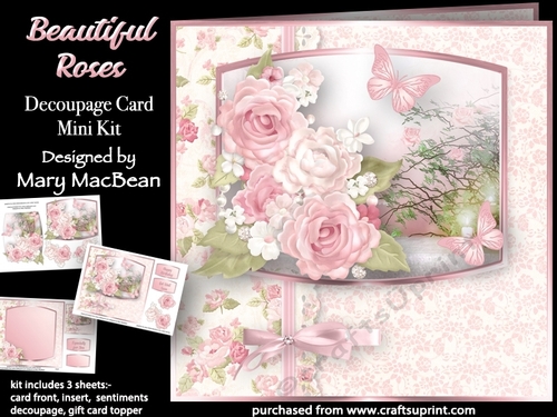 Beautiful Roses - Decoupage Card Mini Kit