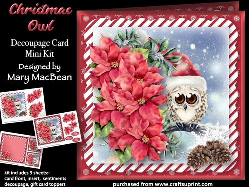 Christmas Owl - Decoupage Card Mini Kit