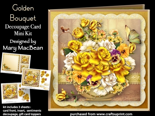Golden Bouquet - Decoupage Card Mini Kit