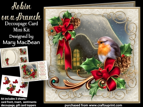 Robin on a Branch - Decoupage Card Mini Kit