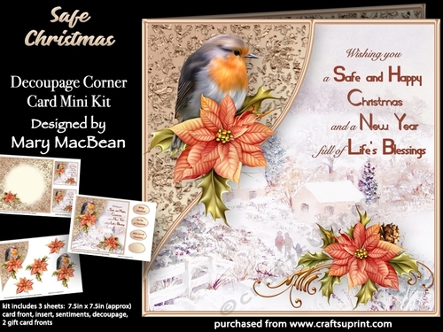 Safe Christmas - Decoupage Corner Card Mini Kit