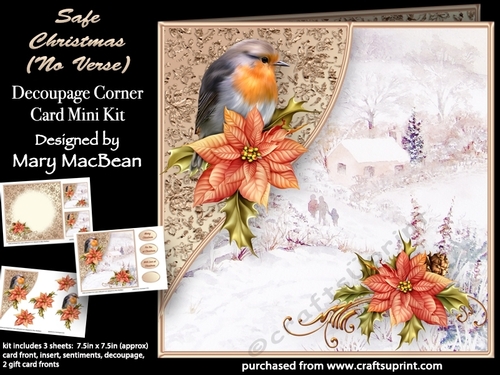 Safe Christmas (No Verse)  - Decoupage Corner Card Mini Kit