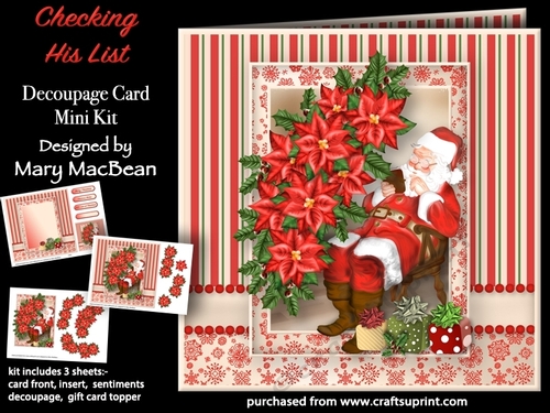 Checking His List - Decoupage Card Mini Kit