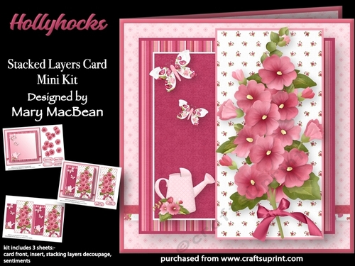 Hollyhocks - Stacked Layers Card Mini Kit