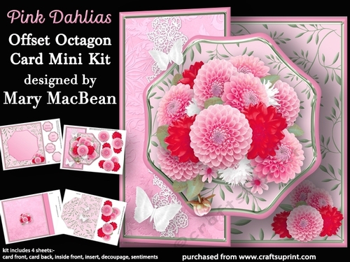 Pink Dahlias - Offset Octagon Card Mini Kit