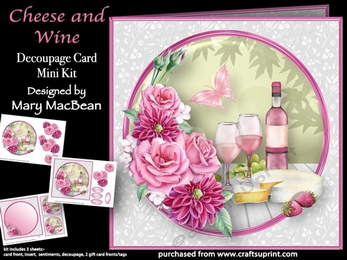 Cheese and Wine - Decoupage Card Mini Kit