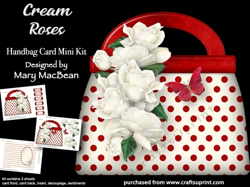 Cream Roses - Handbag Card Mini Kit