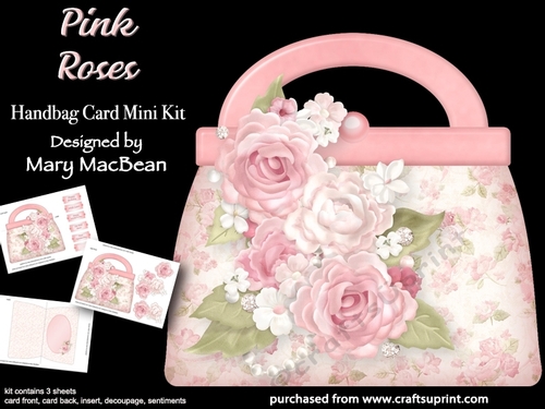 Pink Roses - Handbag Card Mini Kit