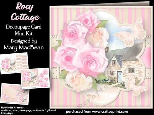 Rosy Cottage - Decoupage Card Mini Kit