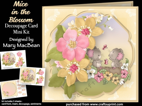 Mice in the Blossom - Decoupage Card Mini Kit