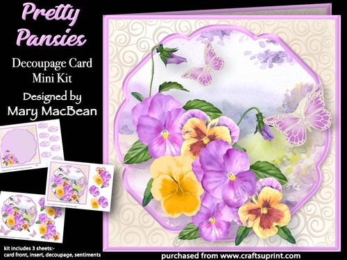 Pretty Pansies - Decoupage Card Mini Kit