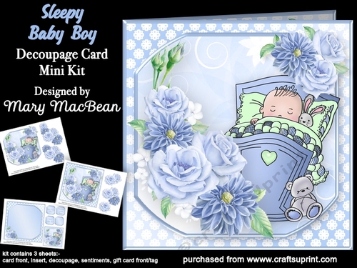 Sleepy Baby Boy - Decoupage Card Mini Kit