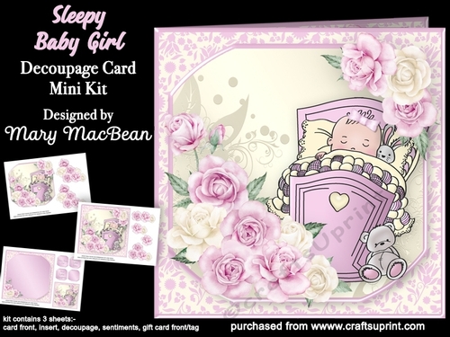 Sleepy Baby Girl - Decoupage Card Mini Kit