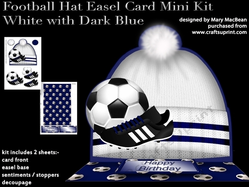 Football Hat - White with Dk Blue