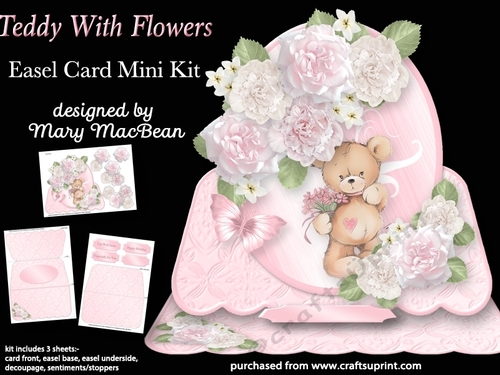 Teddy with Flowers - Easel Card Mini Kit