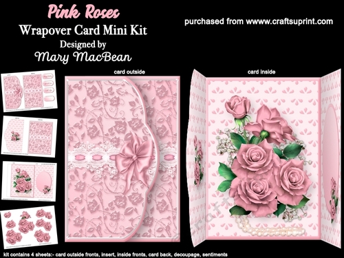 Pink Roses - Wrapover Card Mini Kit