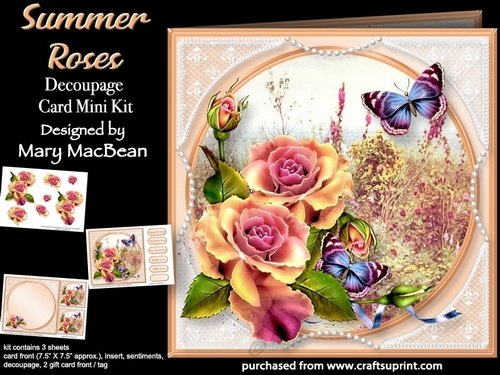 Summer Roses - Decoupage Card Mini Kit