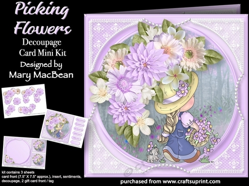 Picking Flowers - Decoupage Card Mini Kit