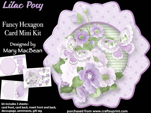 Lilac Posy - Fancy Hexagon Card Mini Kit