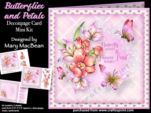 Butterflies and Petals - Decoupage Card Mini Kit