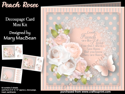 Peach Roses - Decoupage Card Mini Kit