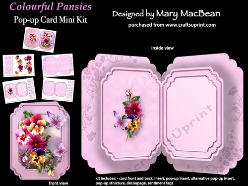 Colourful Pansies - Pop-up Card Mini Kit