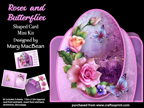 Roses and Butterflies - Shaped Card Mini Kit