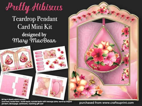 Pretty Hibiscus - Teardrop Pendant Card Mini Kit