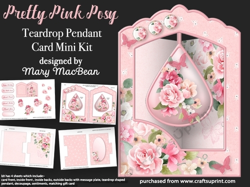 Pretty Pink Posy - Teardrop Pendant Card Mini Kit