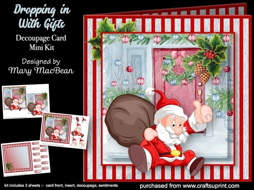 Dropping in With Gifts Decoupage Card Mini Kit