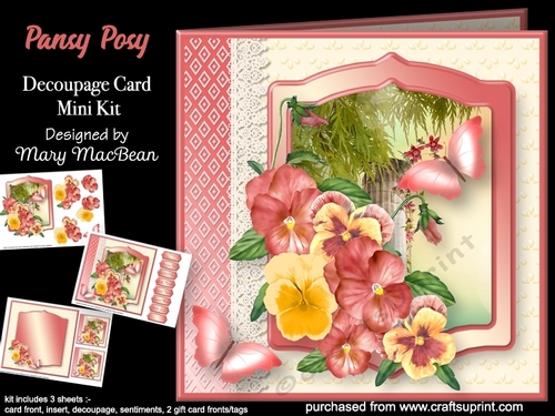 Pansy Posy - Decoupage Card Mini Kit