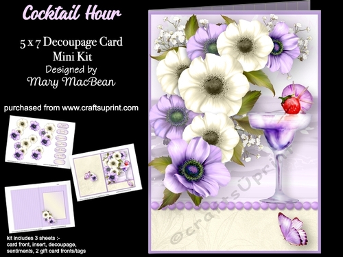 Cocktail Hour - 5 x 7 Decoupage Card Mini Kit