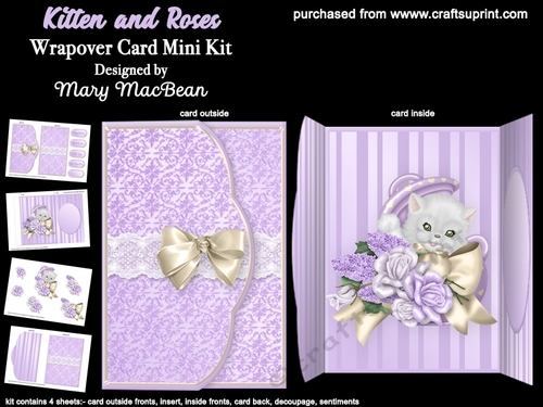 Kitten and Roses - Wrapover Card Mini Kit