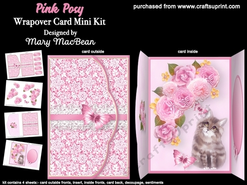 Pink Posy - Wrapover Card Mini Kit