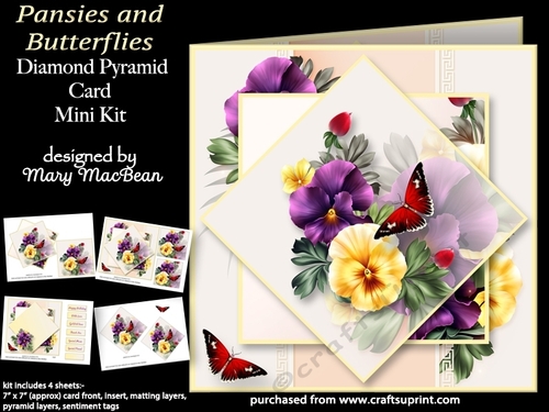 Pansies and Butterflies - Diamond Pyramid Card Mini Kit